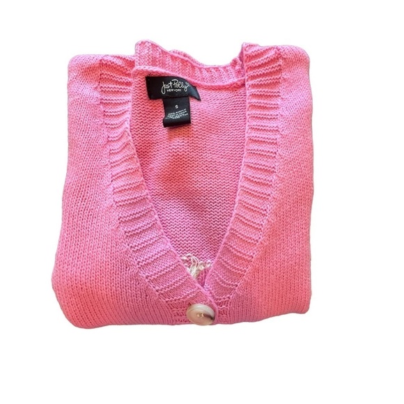 Just Polly Oversized Pink and White Daisy Floral Cardigan Women’s Size S - Picture 9 of 10